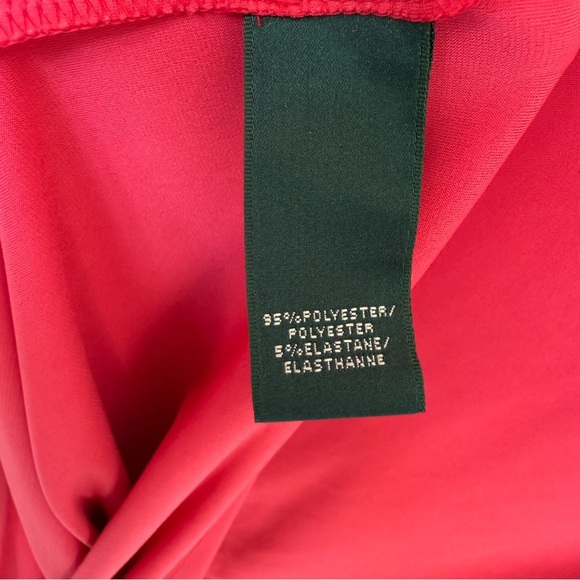 Lauren Ralph Lauren Women's Salmon Pink Faux Wrap Dress Sz 14 Knee Length Party - Picture 7 of 8